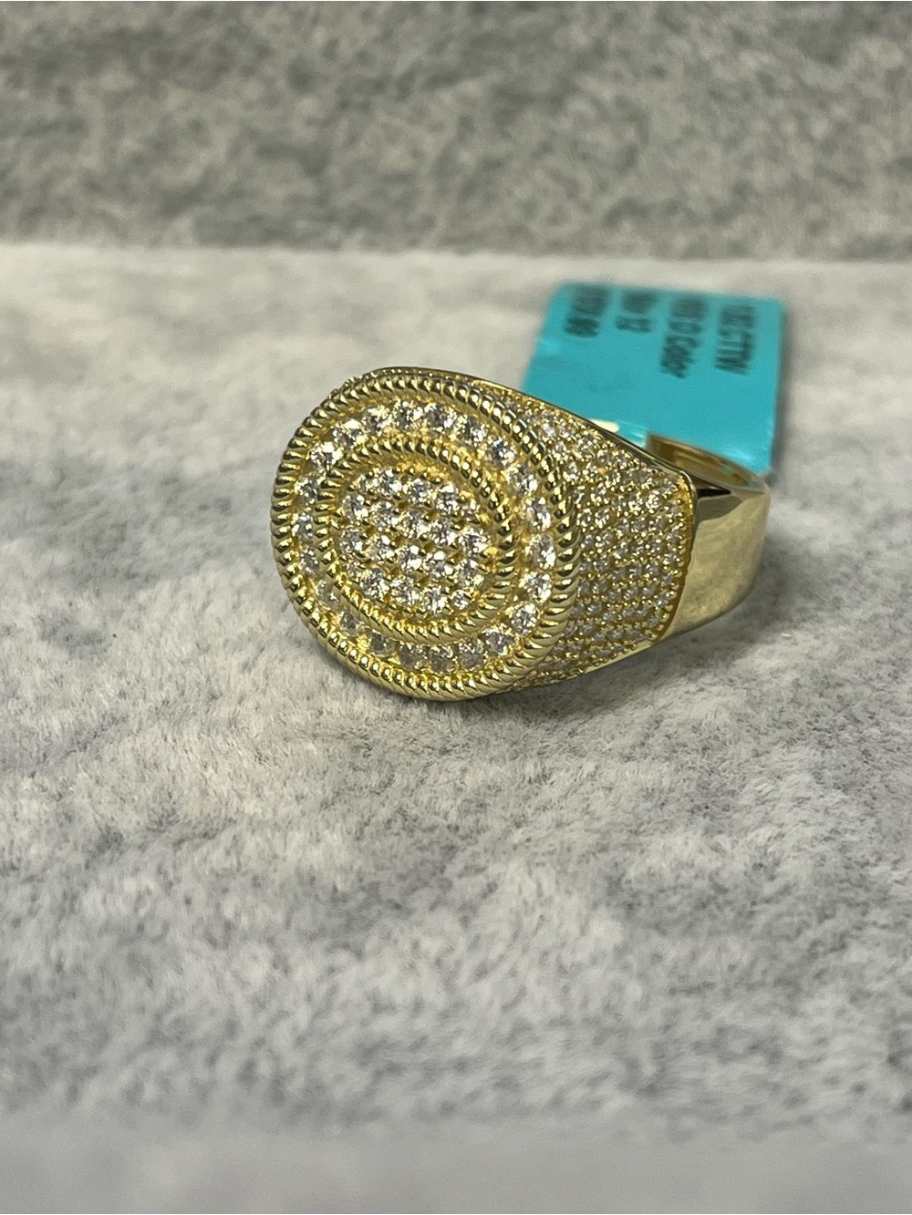 NWT 1.52 CTTW Moissanite 925 Sterling Silver Gold Tone Statement Ring Size 12